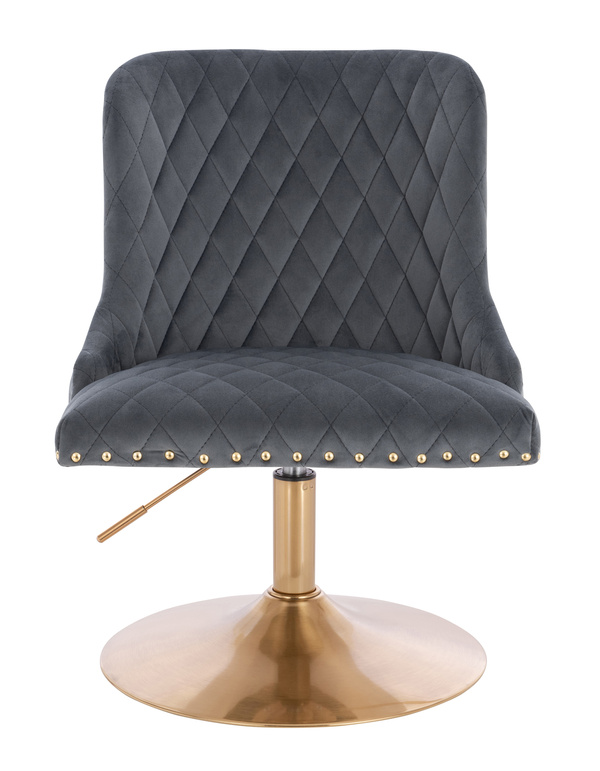 FOTEL HR940N GRAFITOWY WELUR ZŁOTA PODSTAWA