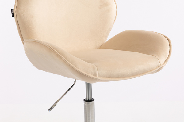 FOTEL HR350N KREMOWY WELUR CHROMOWANA PODSTAWA