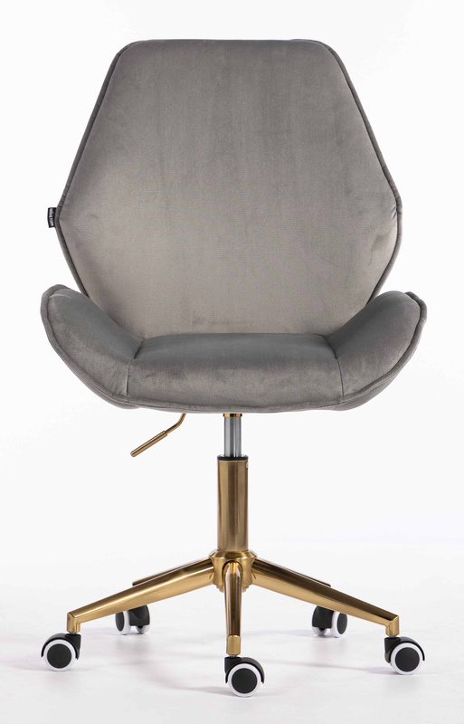 FOTEL HR350K STALOWY WELUR ZŁOTA PODSTAWA