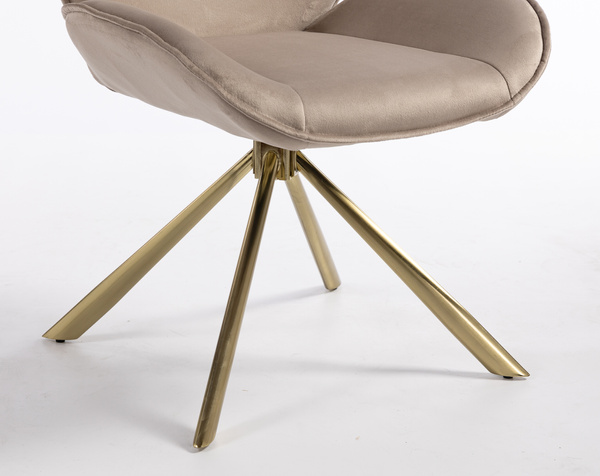 FOTEL HR350 PAJĄK LATTE WELUR ZŁOTA PODSTAWA