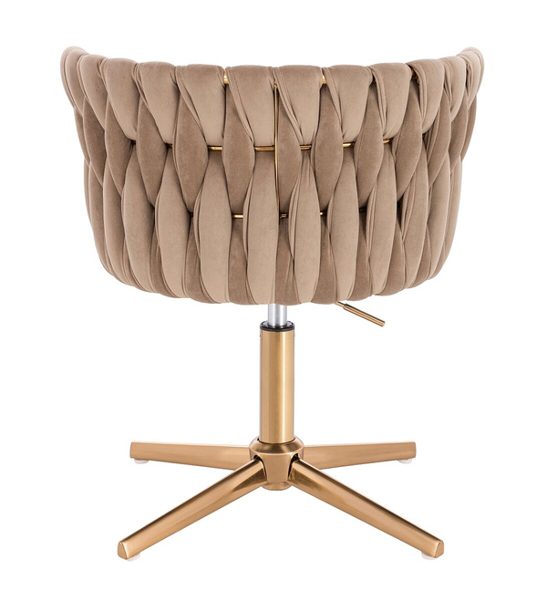 FOTEL HR450CROSS LATTE WELUR ZŁOTA PODSTAWA