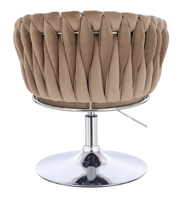 FOTEL HR750N LATTE WELUR CHROMOWANA PODSTAWA