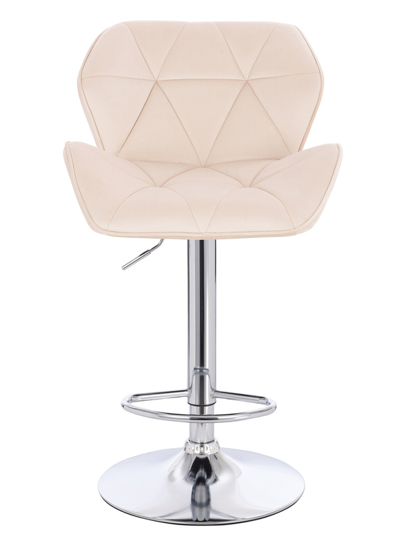 FOTEL HR111W KREMOWY WELUR CHROMOWANA PODSTAWA