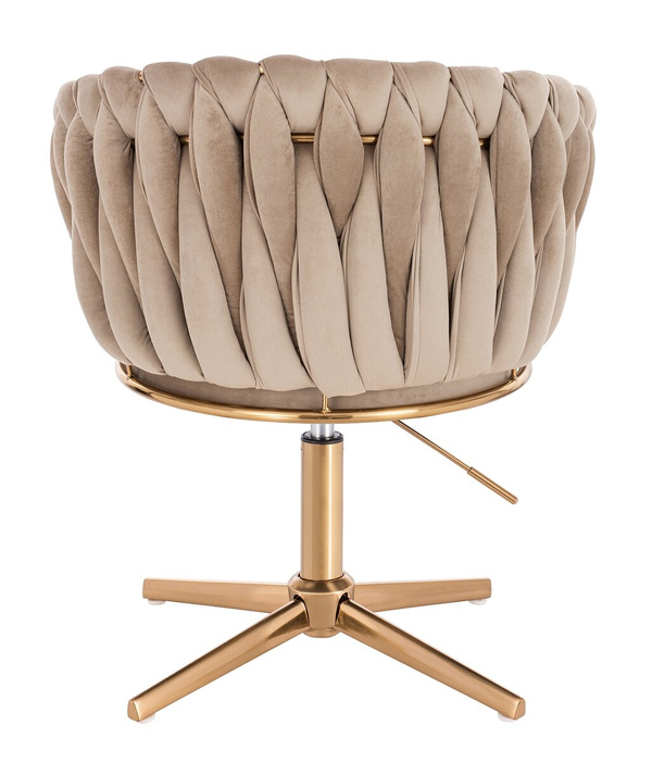 FOTEL HR750CROSS LATTE WELUR ZŁOTA PODSTAWA