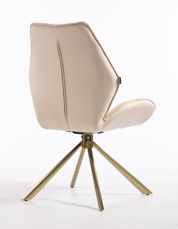 FOTEL HR350 PAJĄK KREMOWY WELUR ZŁOTA PODSTAWA