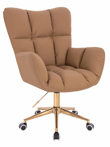 HOKER HR650K KARMELOWY EKOSKÓRA PREMIUM SOFT ZŁOTA PODSTAWA