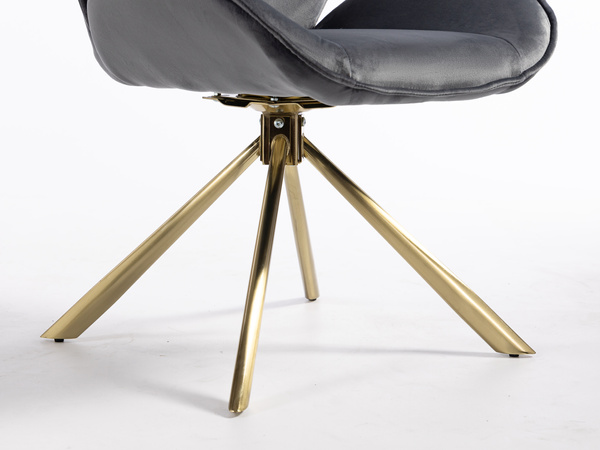 FOTEL HR350 PAJĄK GRAFITOWY WELUR ZŁOTA PODSTAWA