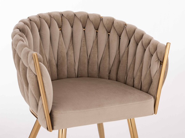 HR750 KRZESŁO ZŁOTA NOGI LATTE WELUR