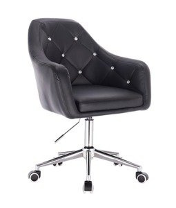 FOTEL HC830 CZARNA SKÓRA CHROM KÓŁKA