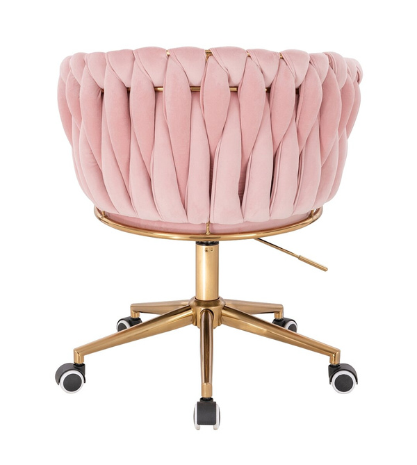 FOTEL HR750K PUDROWY RÓŻ WELUR ZŁOTA PODSTAWA