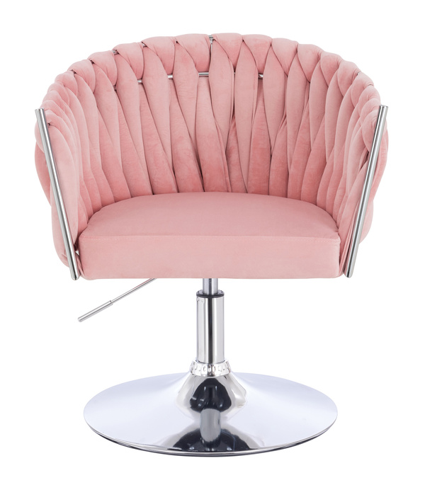 FOTEL HR750N PUDROWY RÓŻ WELUR CHROMOWANA PODSTAWA