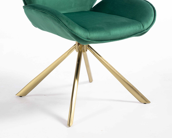 FOTEL HR350 PAJĄK BUTELKOWA ZIELEŃ WELUR ZŁOTA PODSTAWA