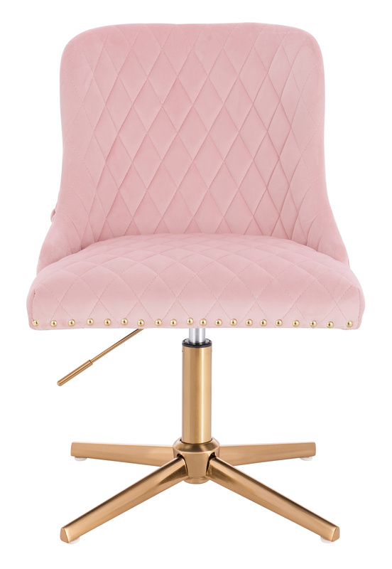 FOTEL HR940CROSS PUDROWY RÓŻ WELUR ZŁOTA PODSTAWA