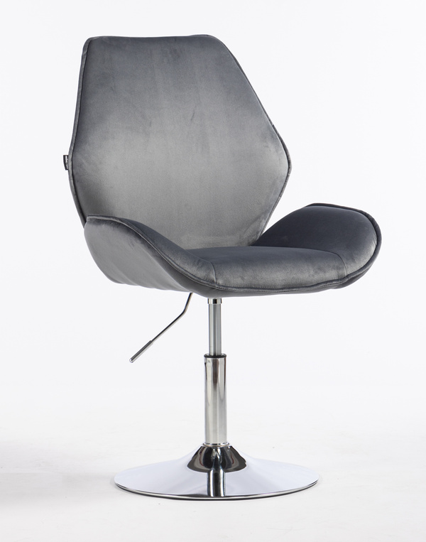 FOTEL HR350N GRAFITOWY WELUR CHROMOWANA PODSTAWA