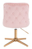 FOTEL HR940CROSS PUDROWY RÓŻ WELUR ZŁOTA PODSTAWA