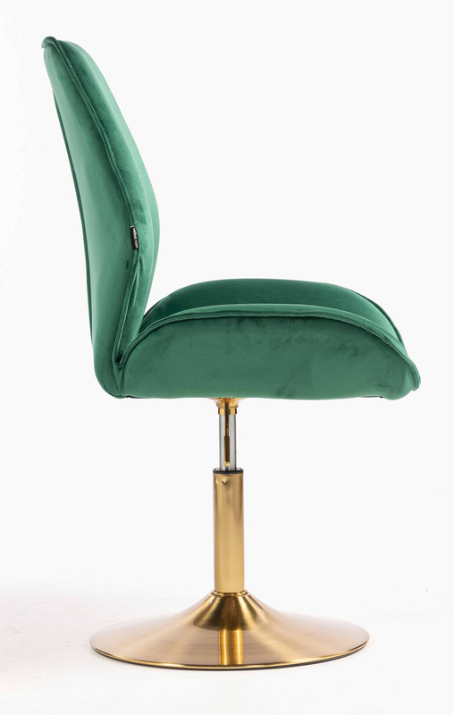 FOTEL HR350N BUTELKOWA ZIELEŃ WELUR ZŁOTA PODSTAWA