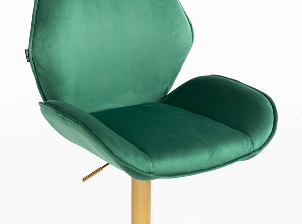 FOTEL HR350KW BUTELKOWA ZIELEŃ WELUR ZŁOTA PODSTAWA