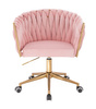 FOTEL HR750K PUDROWY RÓŻ WELUR ZŁOTA PODSTAWA