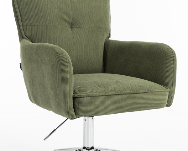 HOKER HR250K ZIELONY SZAŁWIA PREMIUM CORD SZTRUKS CHROMOWANA PODSTAWA