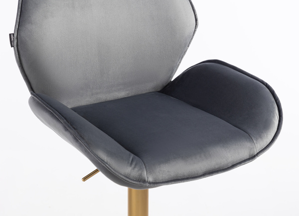 FOTEL HR350W GRAFITOWY WELUR ZŁOTA PODSTAWA