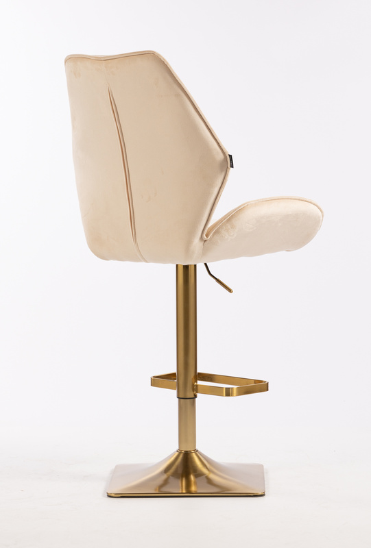 FOTEL HR350KW KREMOWY WELUR ZŁOTA PODSTAWA