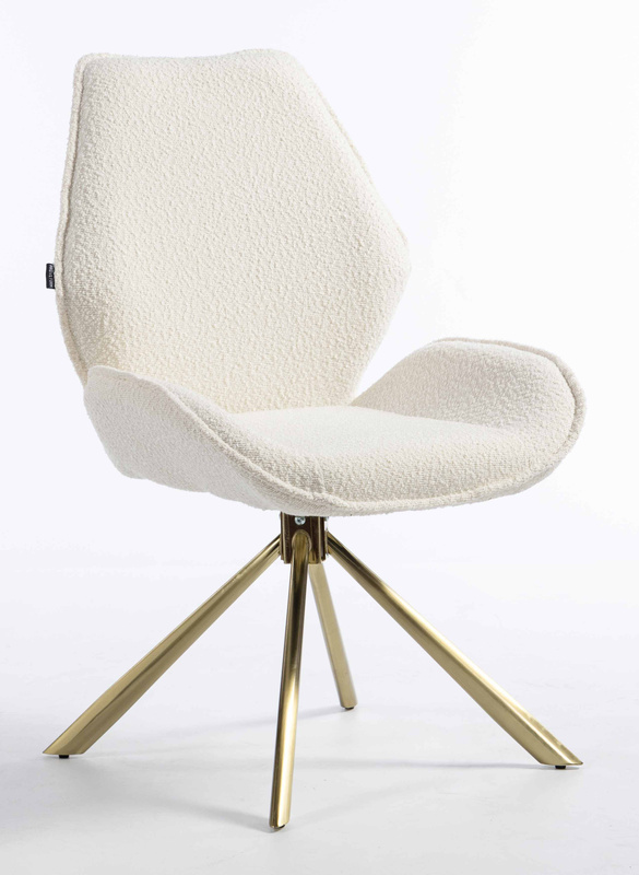 FOTEL HR350 PAJĄK KREMOWY BARANEK ZŁOTA PODSTAWA