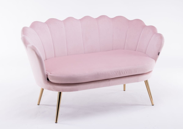 SOFA FREY PUDROWY RÓŻ ZŁOTE NOGI