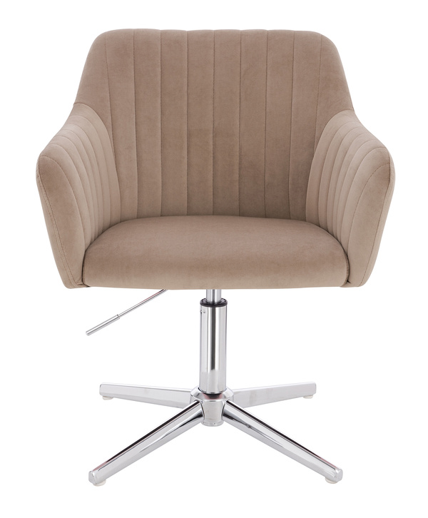 FOTEL HR190CROSS LATTE WELUR CHROMOWANA PODSTAWA