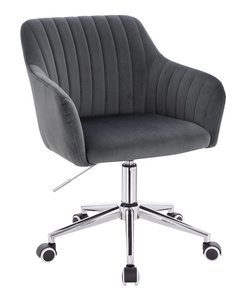 FOTEL HR190K GRAFITOWY WELUR CHROMOWANA PODSTAWA