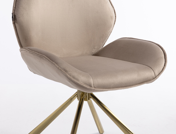 FOTEL HR350 PAJĄK LATTE WELUR ZŁOTA PODSTAWA