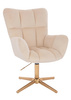 FOTEL HR650CROSS KREMOWY WELUR ZŁOTA PODSTAWA