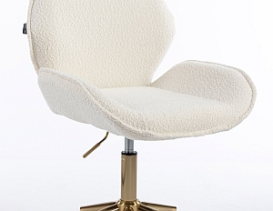 FOTEL HR350K KREMOWY BARANEK ZŁOTA PODSTAWA