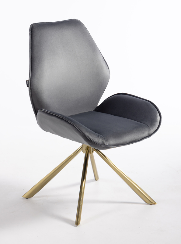 FOTEL HR350 PAJĄK GRAFITOWY WELUR ZŁOTA PODSTAWA