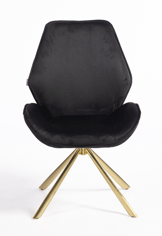 FOTEL HR350 PAJĄK CZARNY WELUR ZŁOTA PODSTAWA