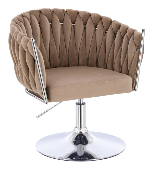 FOTEL HR750N LATTE WELUR CHROMOWANA PODSTAWA