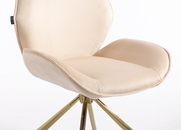FOTEL HR350 PAJĄK KREMOWY WELUR ZŁOTA PODSTAWA