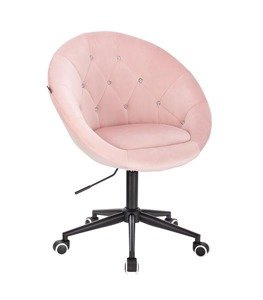FOTEL HR8516CK PUDROWY RÓŻ WELUR CZARNA PODSTAWA