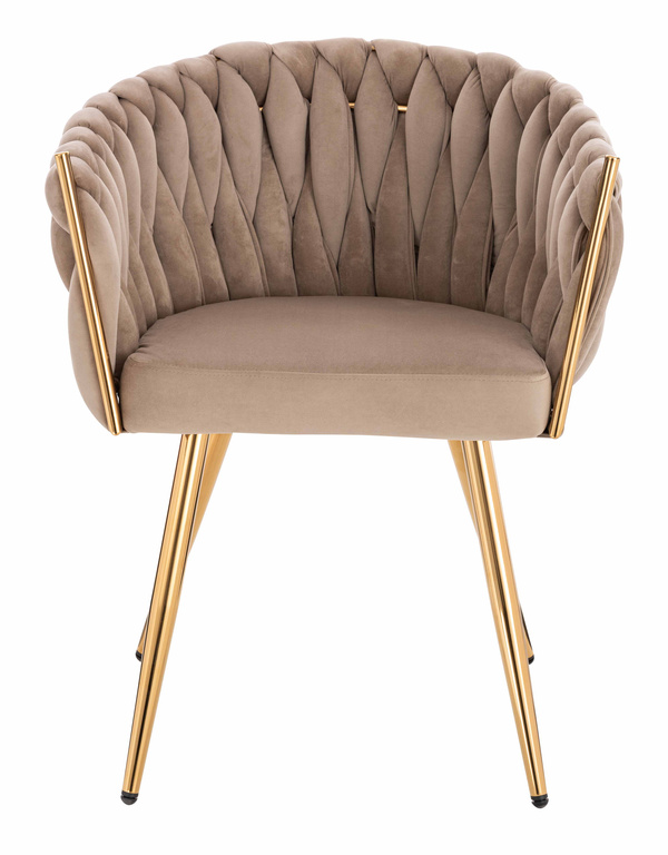 HR750 KRZESŁO ZŁOTA NOGI LATTE WELUR