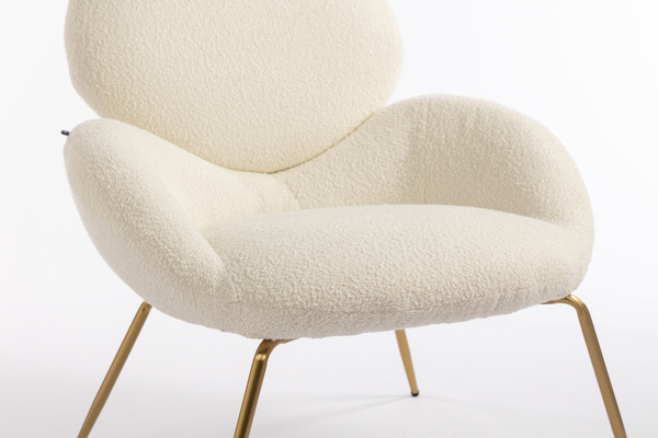 FOTEL HR2045 KREMOWY BARANEK ZŁOTA PODSTAWA