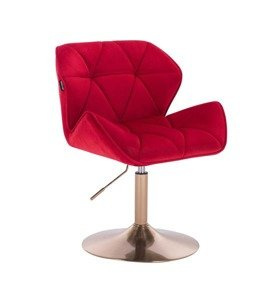 FOTEL HR111N CZERWONY WELUR ZŁOTA PODSTAWA