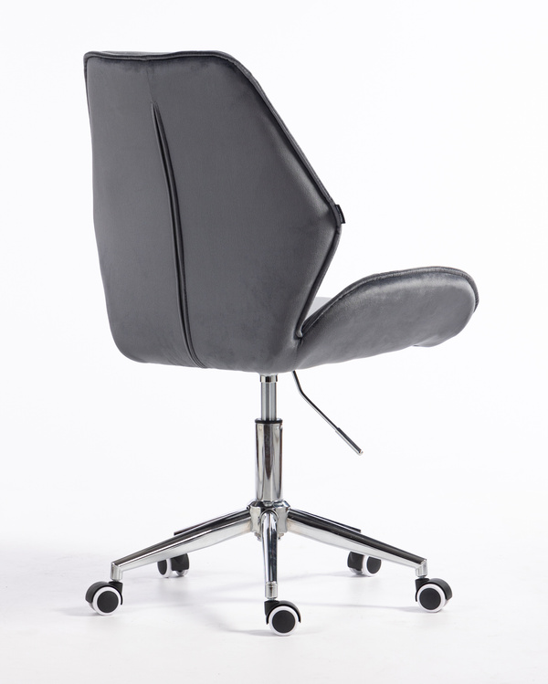 FOTEL HR350K GRAFITOWY WELUR CHROMOWANA PODSTAWA