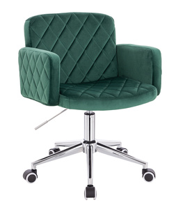 FOTEL HR802K BUTELKOWA ZIELEŃ WELUR CHROMOWANA PODSTAWA